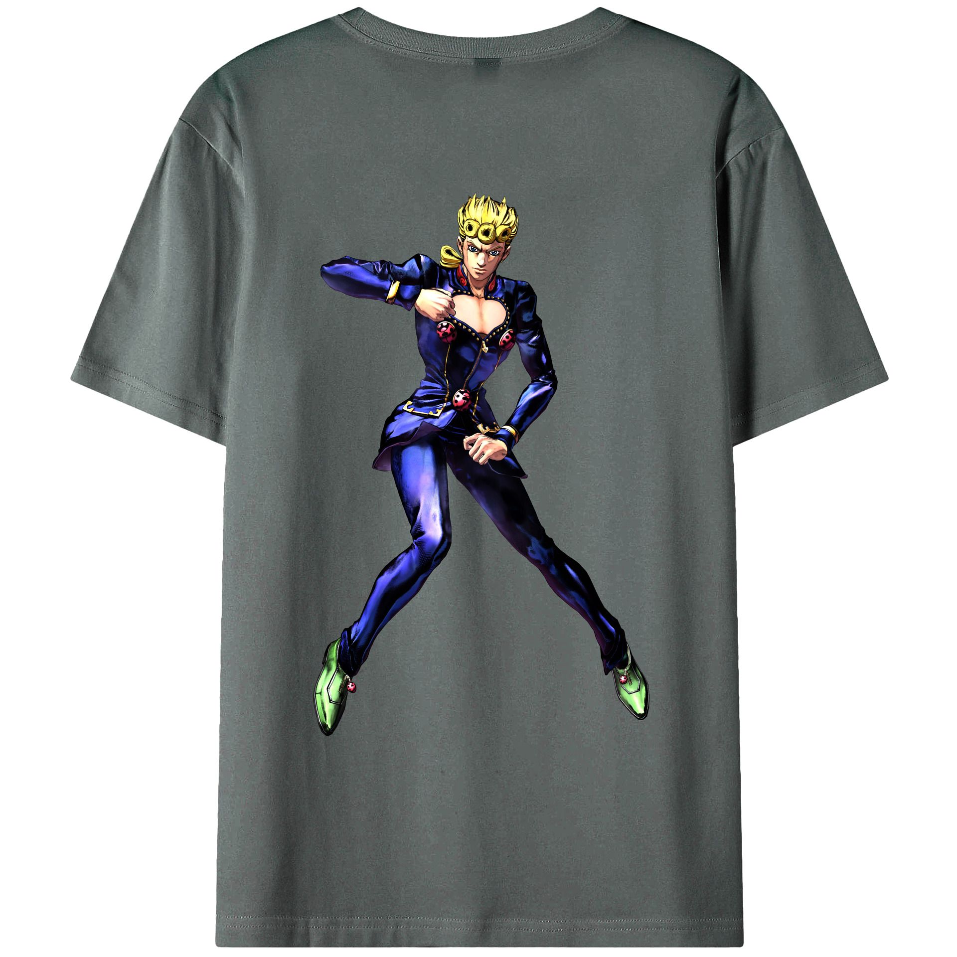 （画像用） ジョジョの奇妙な冒険 ジョルノ?ジョバァーナ JoJo's Bizarre Adventure Giorno Giovanna 綿100％ メンズ半袖Tシャツ（バックプリント） 通気性